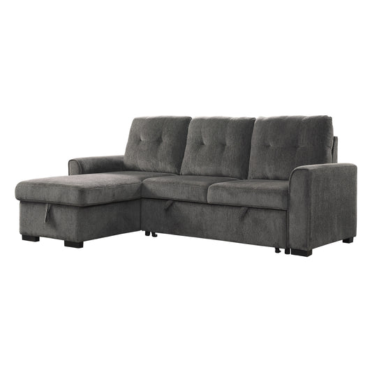 Homelegance Carolina Sectional Sofa Dark Gray Chenille with Pull-Out Bed 9402DGY-SC