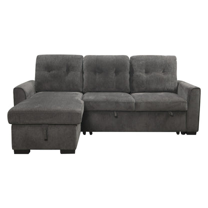 Homelegance Carolina Sectional Sofa Dark Gray Chenille with Pull-Out Bed 9402DGY-SC