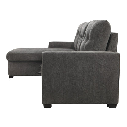 Homelegance Carolina Sectional Sofa Dark Gray Chenille with Pull-Out Bed 9402DGY-SC