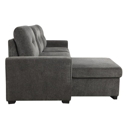 Homelegance Carolina Sectional Sofa Dark Gray Chenille with Pull-Out Bed 9402DGY-SC