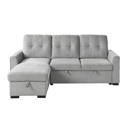 Homelegance Carolina Gray Chenille Reversible Sectional Sofa with Pull-Out Bed 9402GRY-SC