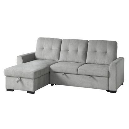 Homelegance Carolina Gray Chenille Reversible Sectional Sofa with Pull-Out Bed 9402GRY-SC