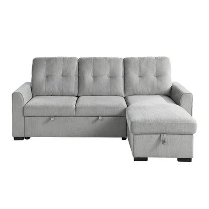 Homelegance Carolina Gray Chenille Reversible Sectional Sofa with Pull-Out Bed 9402GRY-SC