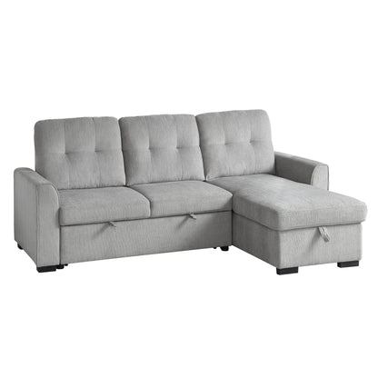 Homelegance Carolina Gray Chenille Reversible Sectional Sofa with Pull-Out Bed 9402GRY-SC