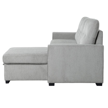Homelegance Carolina Gray Chenille Reversible Sectional Sofa with Pull-Out Bed 9402GRY-SC