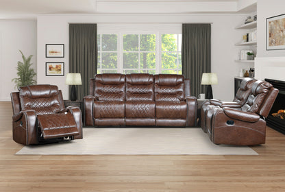 Homelegance Putnam Swivel Glider Reclining Chair in Brown Faux Leather 9405BR-1