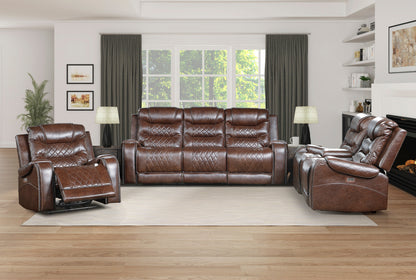 Homelegance Putnam Reclining Chair Power Recliner in Brown Faux Leather 9405BR-1PW