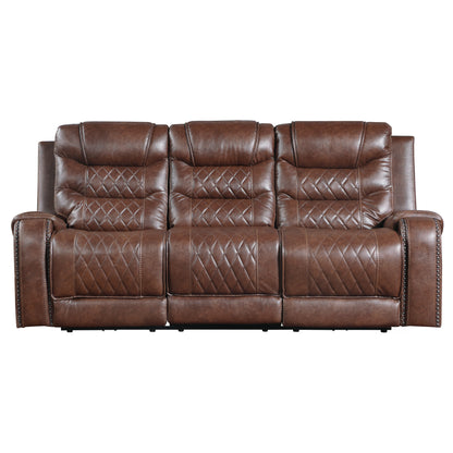 Homelegance Putnam Sectional Sofa Brown Faux Leather Power Recliner 9405BR-3PW