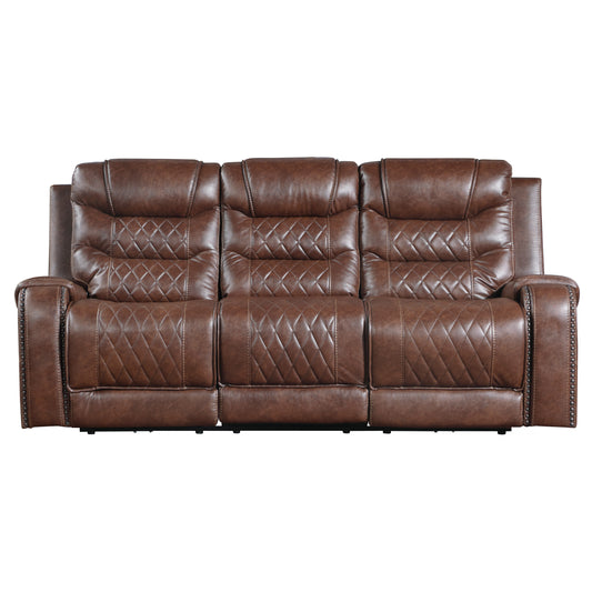 Homelegance Putnam Sectional Sofa Brown Faux Leather Power Recliner 9405BR-3PW