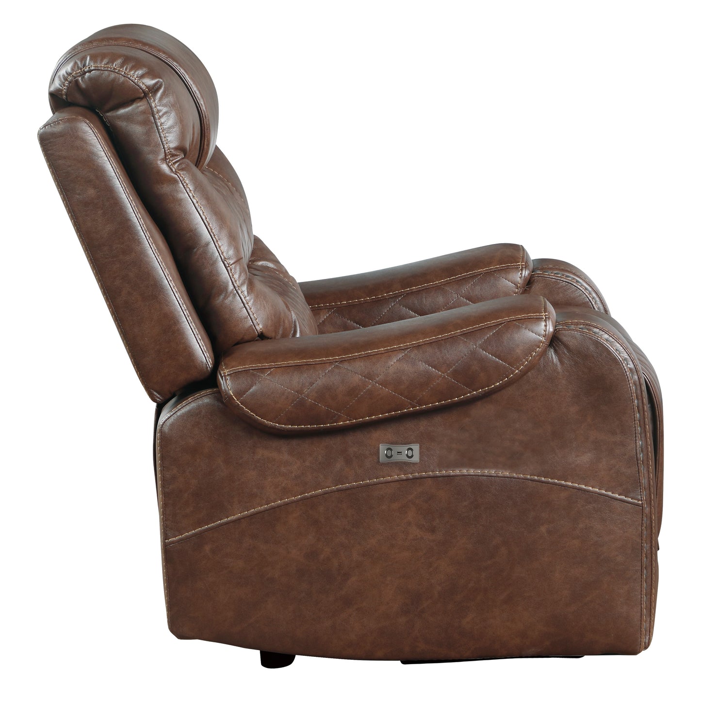 Homelegance Putnam Reclining Chair Power Recliner in Brown Faux Leather 9405BR-1PW