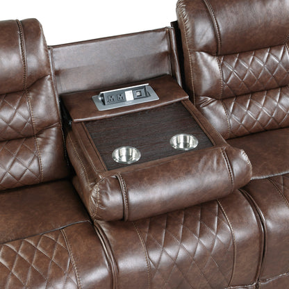 Homelegance Putnam Sectional Sofa Brown Faux Leather 9405BR-3
