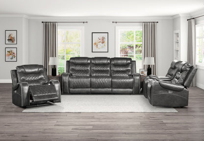 Homelegance Putnam Power Reclining Chair in Gray Faux Leather 9405GY-1PW