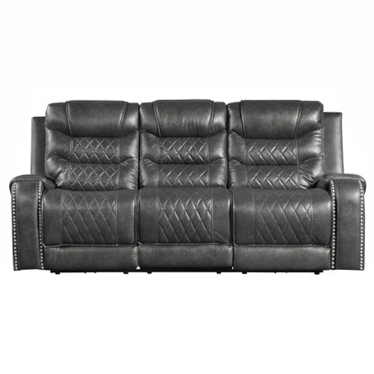 Homelegance Putnam Gray Faux Leather Power Reclining Sectional Sofa 9405GY-3PW