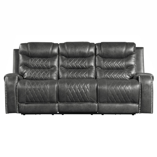 Homelegance Putnam Gray Faux Leather Power Reclining Sectional Sofa 9405GY-3PW