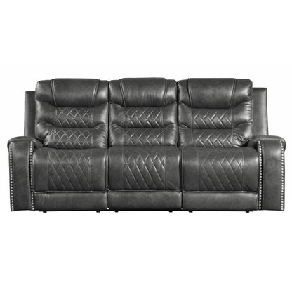 Homelegance Putnam Gray Faux Leather Double Reclining Sectional Sofa 9405GY-3
