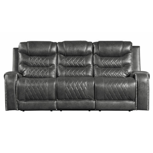 Homelegance Putnam Gray Faux Leather Double Reclining Sectional Sofa 9405GY-3