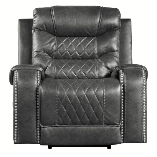 Homelegance Putnam Power Reclining Chair in Gray Faux Leather 9405GY-1PW