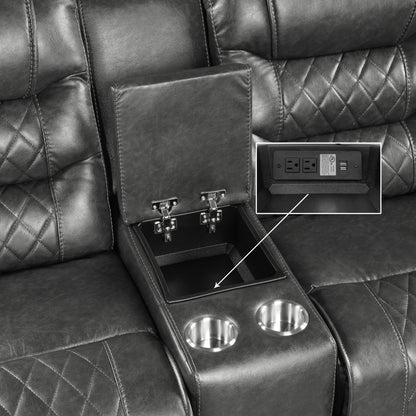 Homelegance Putnam Glider Reclining Loveseat with Center Console in Gray 9405GY-2