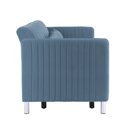 Homelegance Greenway Sectional Sofa Blue Velvet Convertible Sleeper 9406NBU-3CL