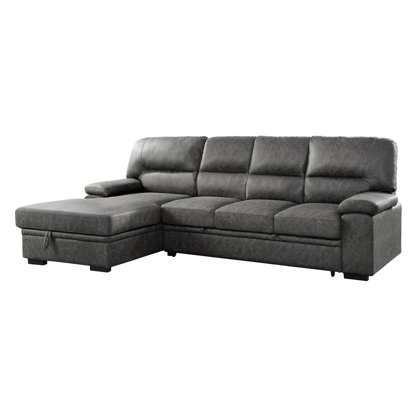 Homelegance Michigan Sectional Sofa in Dark Gray 9407DG-2LC3R