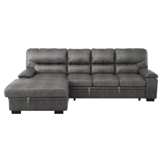 Homelegance Michigan Sectional Sofa in Dark Gray 9407DG-2LC3R