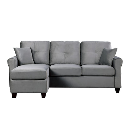 Homelegance Monty Sectional Sofa Gray Velvet Reversible Design 9411GY-3SC