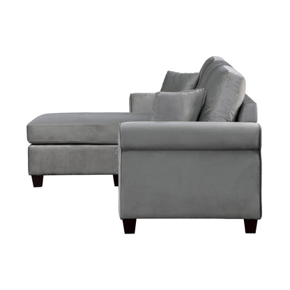 Homelegance Monty Sectional Sofa Gray Velvet Reversible Design 9411GY-3SC