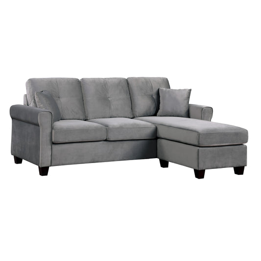 Homelegance Monty Sectional Sofa Gray Velvet Reversible Design 9411GY-3SC