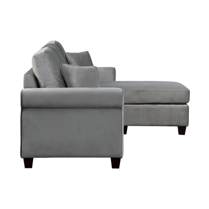 Homelegance Monty Sectional Sofa Gray Velvet Reversible Design 9411GY-3SC