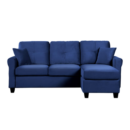 Homelegance Monty Sectional Sofa Navy Velvet Reversible Chic Comfort 9411NV-3SC