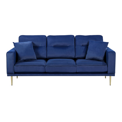 Homelegance Violetta Sectional Sofa in Luxurious Blue Velvet with Gold Legs 9417BUE-3