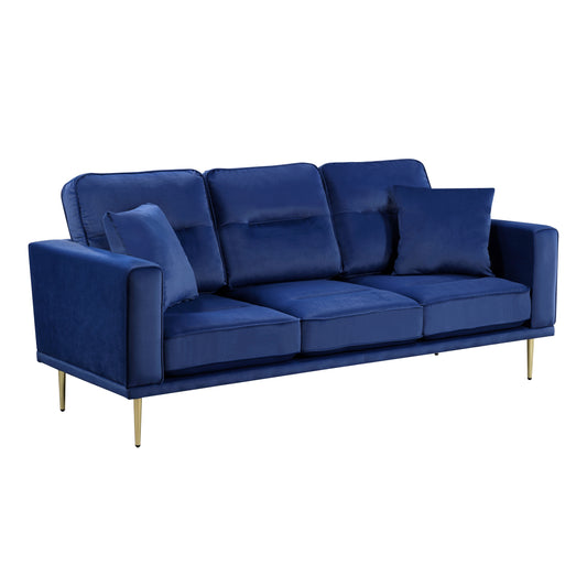 Homelegance Violetta Sectional Sofa in Luxurious Blue Velvet with Gold Legs 9417BUE-3