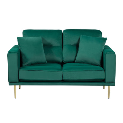 Homelegance Violetta Green Velvet Loveseat with Gold Metal Legs 9417GRN-2