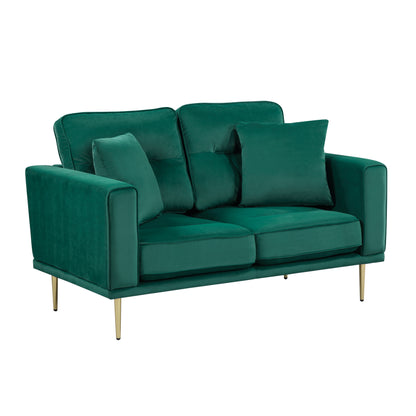 Homelegance Violetta Green Velvet Loveseat with Gold Metal Legs 9417GRN-2
