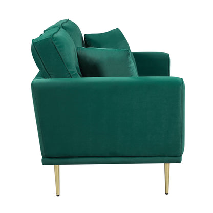 Homelegance Violetta Green Velvet Loveseat with Gold Metal Legs 9417GRN-2