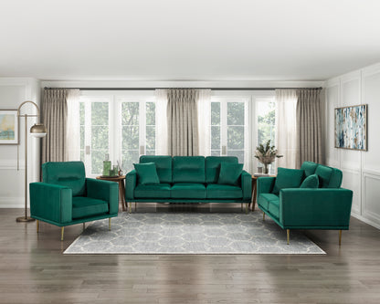 Homelegance Violetta Green Velvet Accent Chair with Gold Metal Legs 9417GRN-1