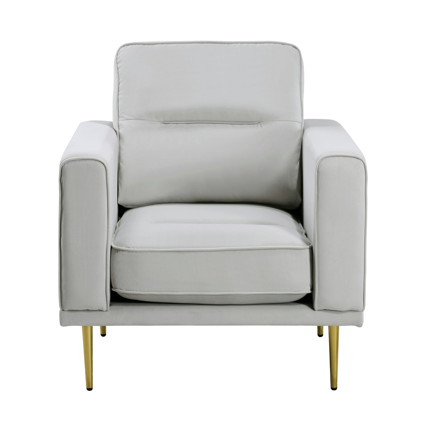 Homelegance Violetta Accent Chair in Gray Velvet with Gold Metal Legs 9417GRY-1
