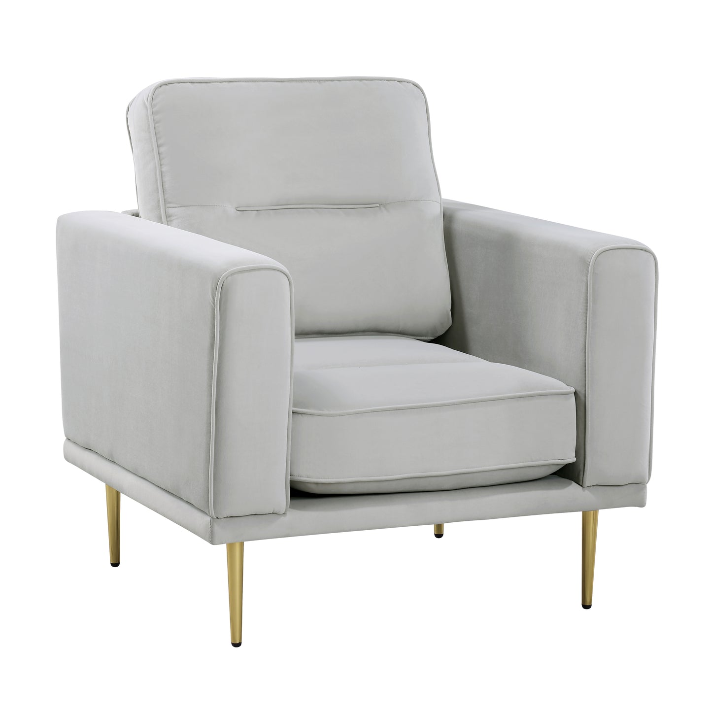 Homelegance Violetta Accent Chair in Gray Velvet with Gold Metal Legs 9417GRY-1