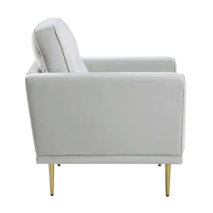 Homelegance Violetta Accent Chair in Gray Velvet with Gold Metal Legs 9417GRY-1