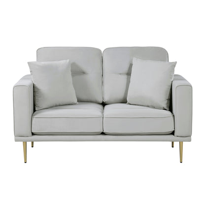 Homelegance Violetta Gray Velvet Loveseat with Gold Metal Legs 9417GRY-2