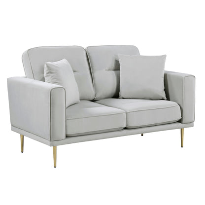 Homelegance Violetta Gray Velvet Loveseat with Gold Metal Legs 9417GRY-2