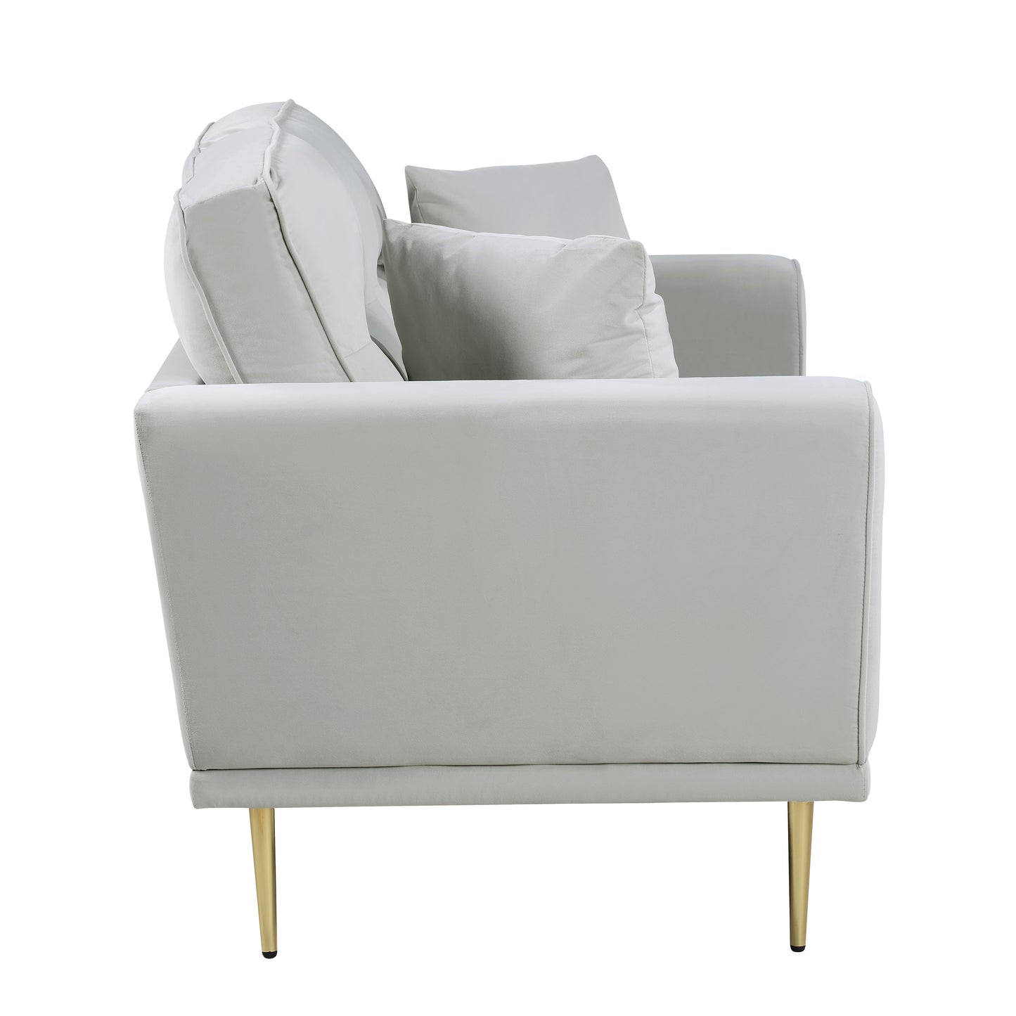 Homelegance Violetta Gray Velvet Loveseat with Gold Metal Legs 9417GRY-2
