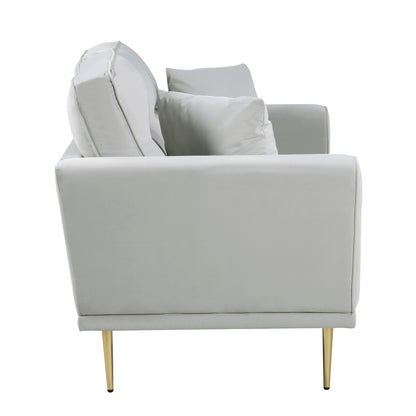 Homelegance Violetta Gray Velvet Loveseat with Gold Metal Legs 9417GRY-2