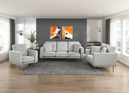 Homelegance Violetta Gray Velvet Loveseat with Gold Metal Legs 9417GRY-2