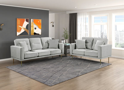 Homelegance Violetta Gray Velvet Loveseat with Gold Metal Legs 9417GRY-2