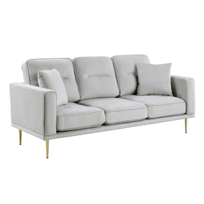 Homelegance Violetta Gray Velvet Sectional Sofa with Gold Finish Legs 9417GRY-3