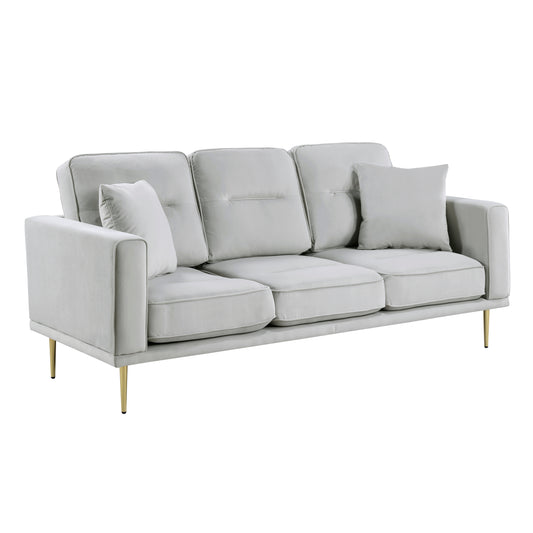 Homelegance Violetta Gray Velvet Sectional Sofa with Gold Finish Legs 9417GRY-3