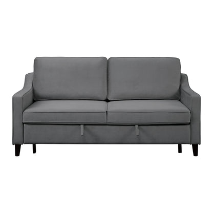 Homelegance Adelia Dark Gray Velvet Convertible Sofa with Pull-Out Bed 9428DG-3CL