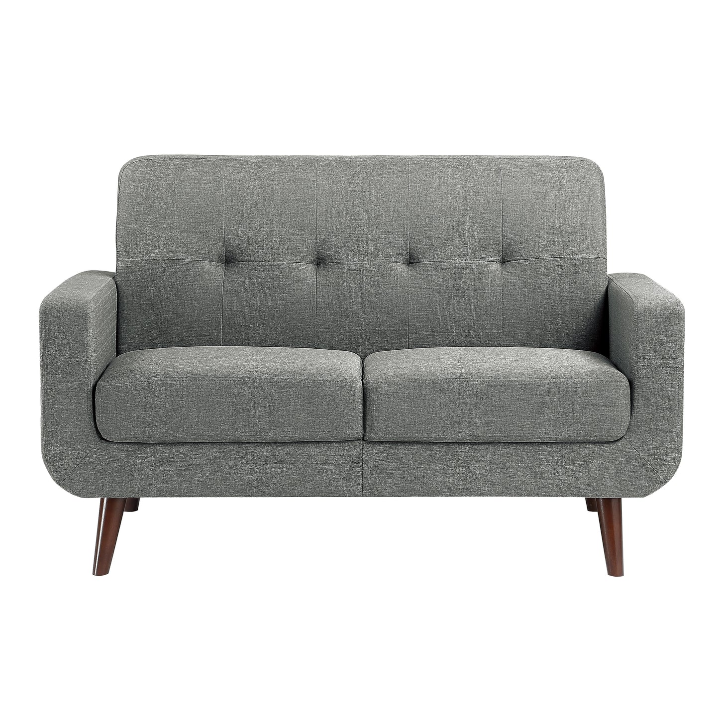 Homelegance Fitch Loveseat in Gray Textured Fabric with Tufted Detail 9433GY-2