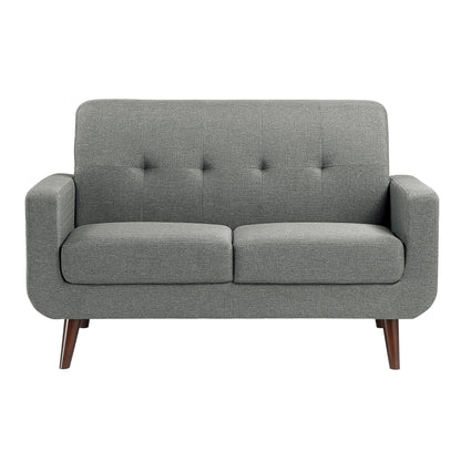 Homelegance Fitch Loveseat in Gray Textured Fabric with Tufted Detail 9433GY-2